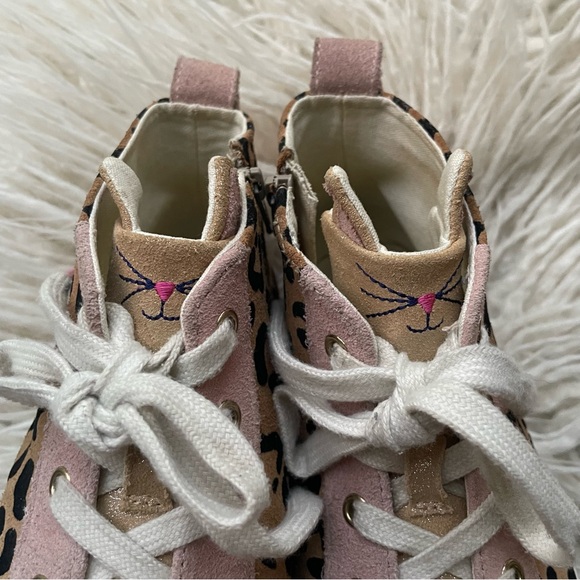 *SOLD* Mini Boden Novelty High Tops Leopard Kitty Ears Size 3 - Picture 4 of 14